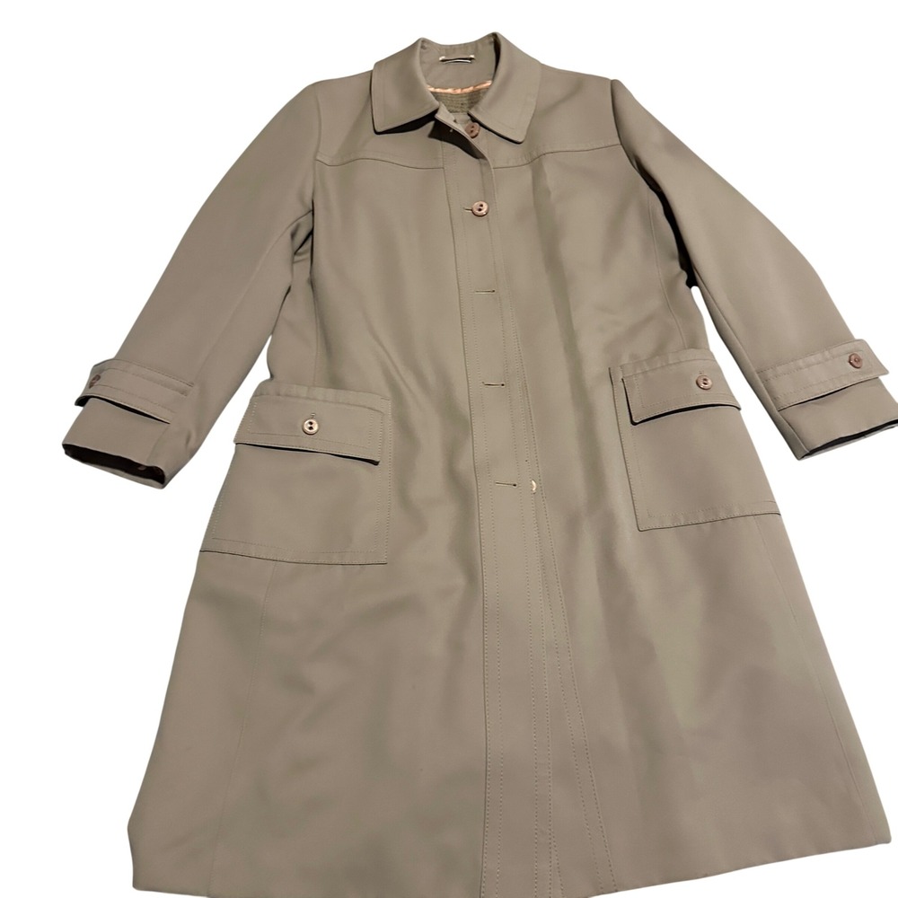 Vintage Forecaster of Boston Tan Plaid Lined Trench Coat Womens 15 16